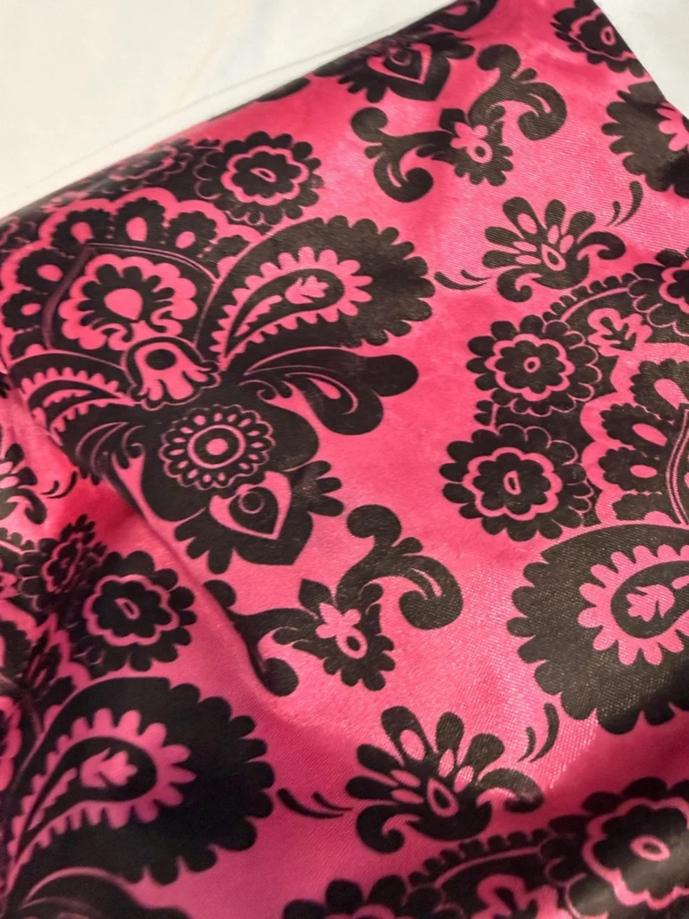 Hot Pink & Black Damask Cosmetic Case with Handle